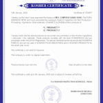 Kosher Certificate