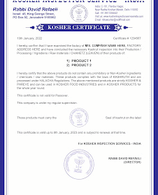Kosher Certificate